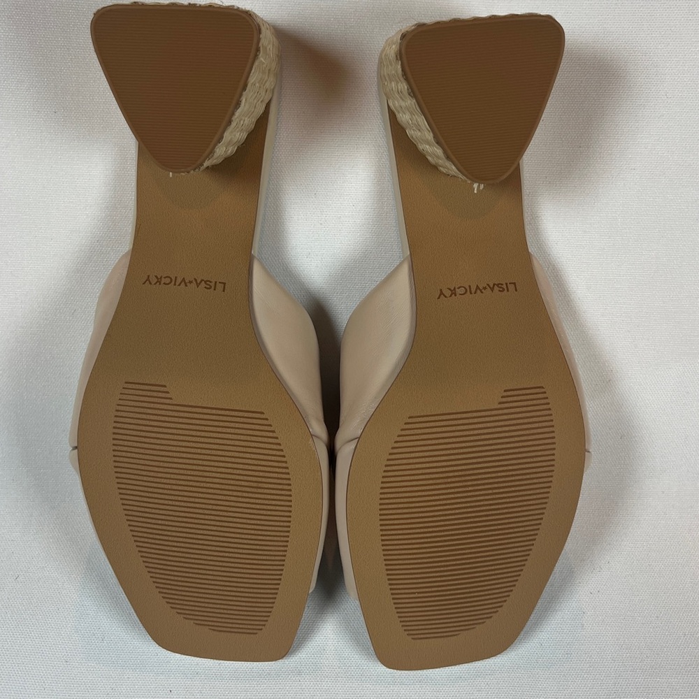 Lisa Vicky Impress Sandals Nude Sheep Napa Leather Heeled Women’s Dress 7.5M NIB - Picture 7 of 8
